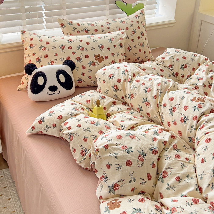 91家纺网 家纺一手货源 找家纺 王朝国际 2025新款双层纱有氧提花有氧双层纱碎花四件套 漫花