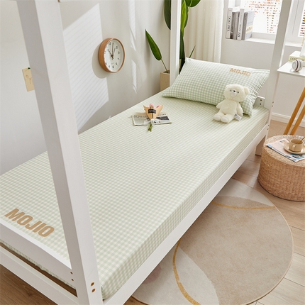 91家纺网 家纺一手货源 找家纺 （总）卡巴伦 2023新款开学季学生款全棉水洗棉刺绣单床笠-字母刺绣款