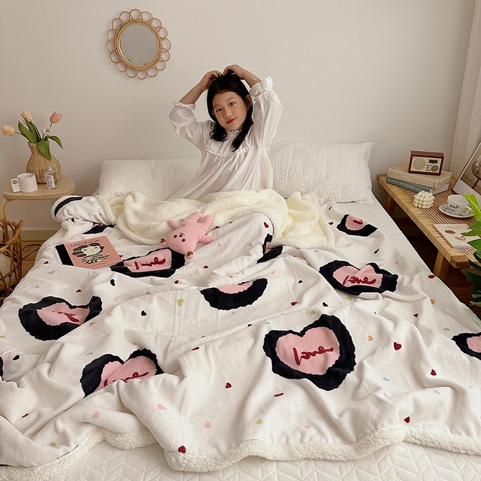 91家纺网 家纺一手货源 找家纺 （总）萝莉家纺 2023新款ins加厚牛奶绒羊羔绒毯午睡毯沙发盖毯