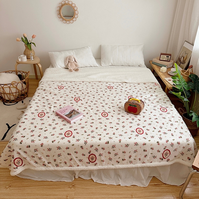 91家纺网 家纺一手货源 找家纺 萝莉家纺 2023新款ins加厚牛奶绒羊羔绒毯午睡毯沙发盖毯 希娅粉