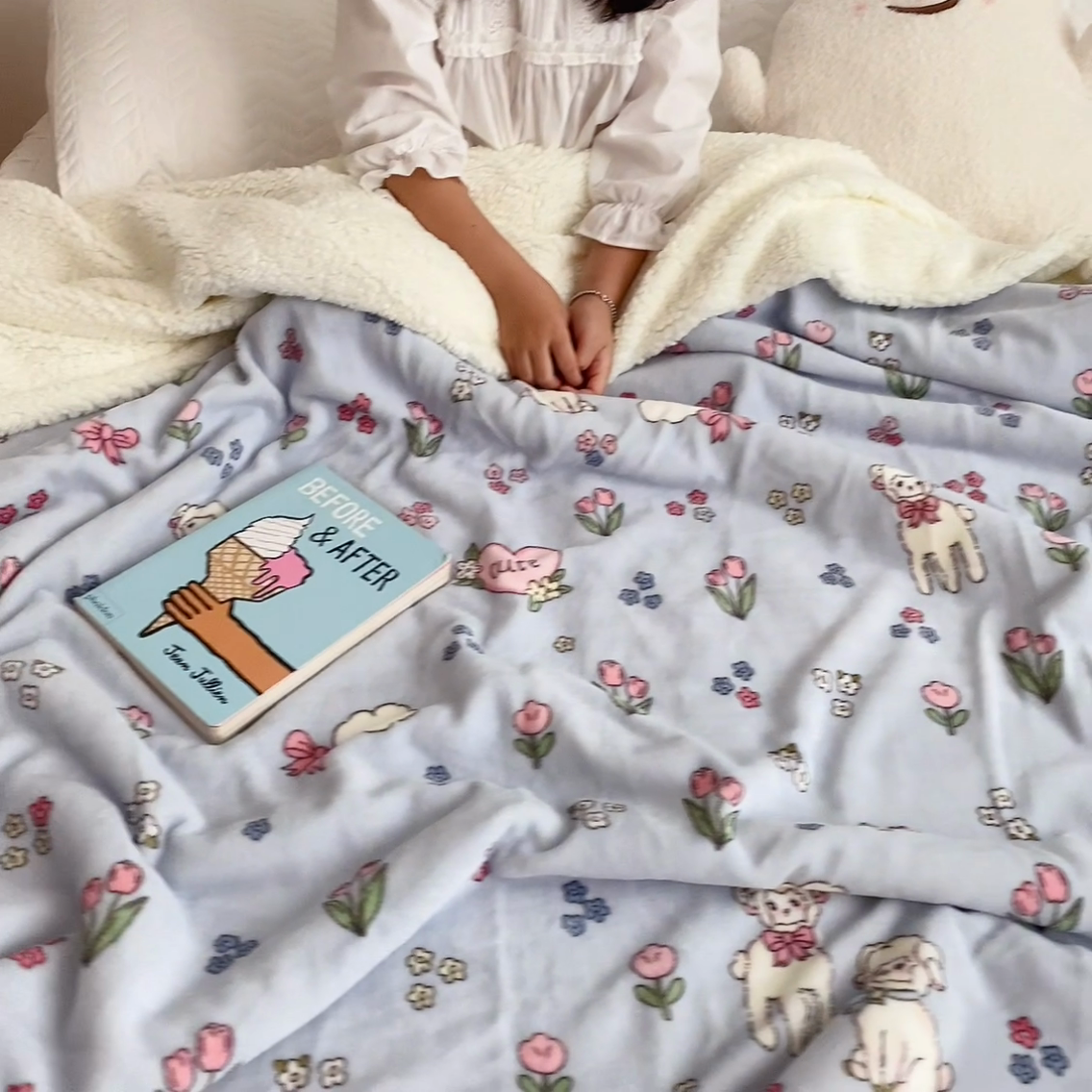 91家纺网 家纺一手货源 找家纺 萝莉家纺 2023新款ins加厚牛奶绒羊羔绒毯午睡毯沙发盖毯 小可爱