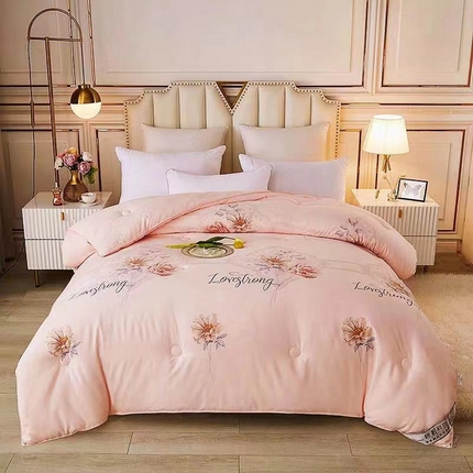 恋之巢2024秋冬新款桑丝被保暖加厚冬被春秋被芯被子冬被牡丹花开-玉色