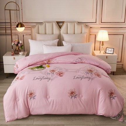 恋之巢2024秋冬新款桑丝被保暖加厚冬被春秋被芯被子冬被牡丹花开-粉色