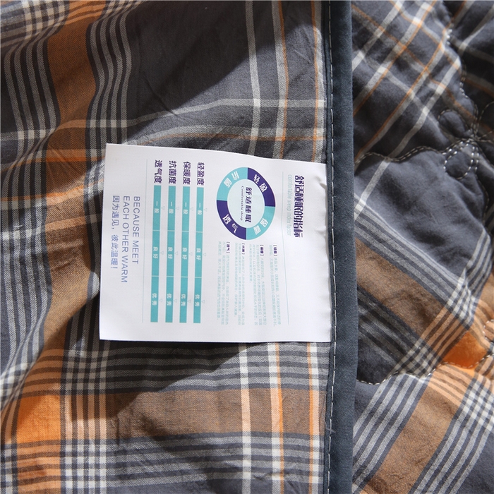 91家纺网 家纺一手货源 找家纺 胜权家纺 2024新款日式全棉色织水洗棉夹棉床笠 映竹(橙灰)