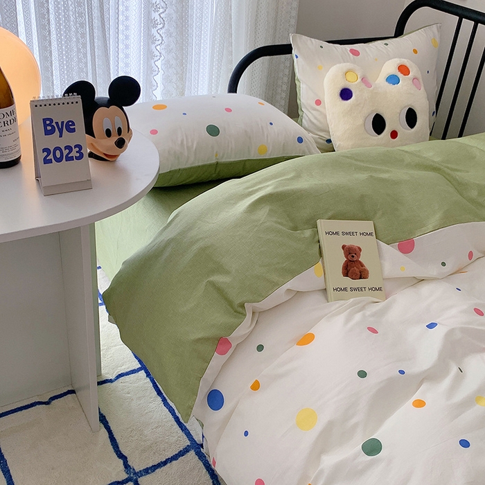 91家纺网 家纺一手货源 找家纺 桃子家居 2023新款ins北欧时尚简约卡通纯棉四件套系列 棉-彩色泡泡