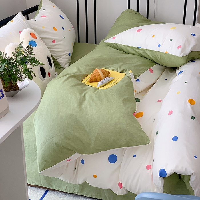 91家纺网 家纺一手货源 找家纺 桃子家居 2023新款ins北欧时尚简约卡通纯棉四件套系列 棉-彩色泡泡