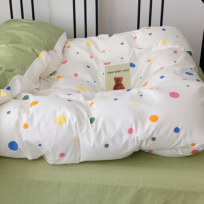 91家纺网 家纺一手货源 找家纺 桃子家居 2023新款ins北欧时尚简约卡通纯棉四件套系列 棉-彩色泡泡