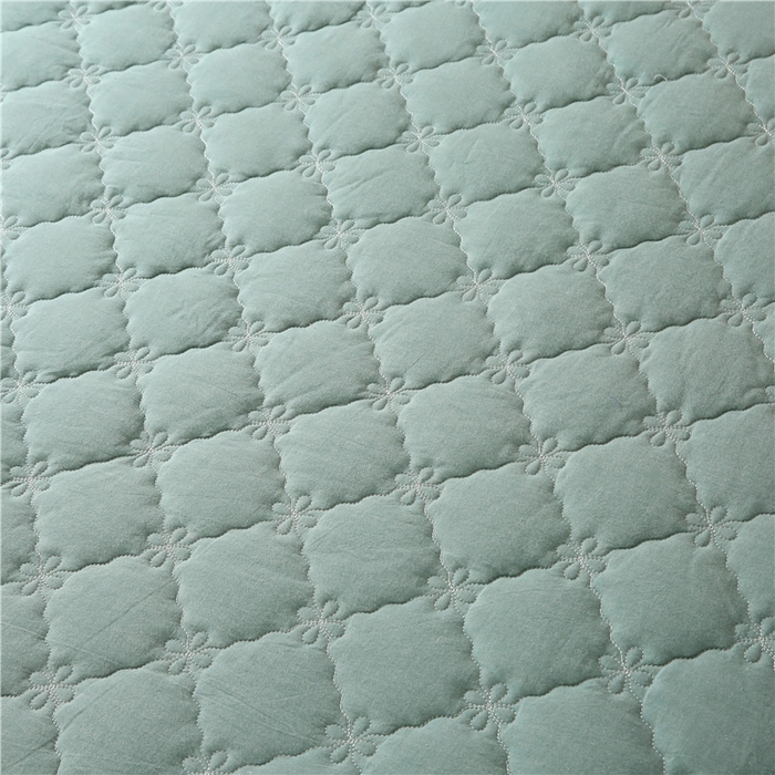 91家纺网 家纺一手货源 找家纺 胜权家纺 2024新款日式全棉色织水洗棉夹棉床笠 兰绿