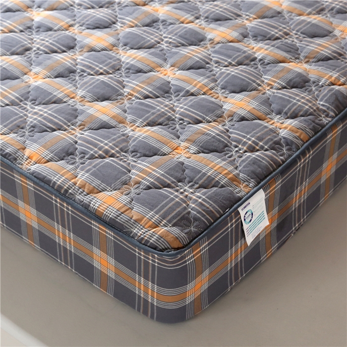 91家纺网 家纺一手货源 找家纺 胜权家纺 2024新款日式全棉色织水洗棉夹棉床笠 映竹(橙灰)