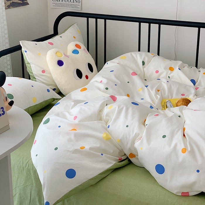 91家纺网 家纺一手货源 找家纺 桃子家居 2023新款ins北欧时尚简约卡通纯棉四件套系列 棉-彩色泡泡