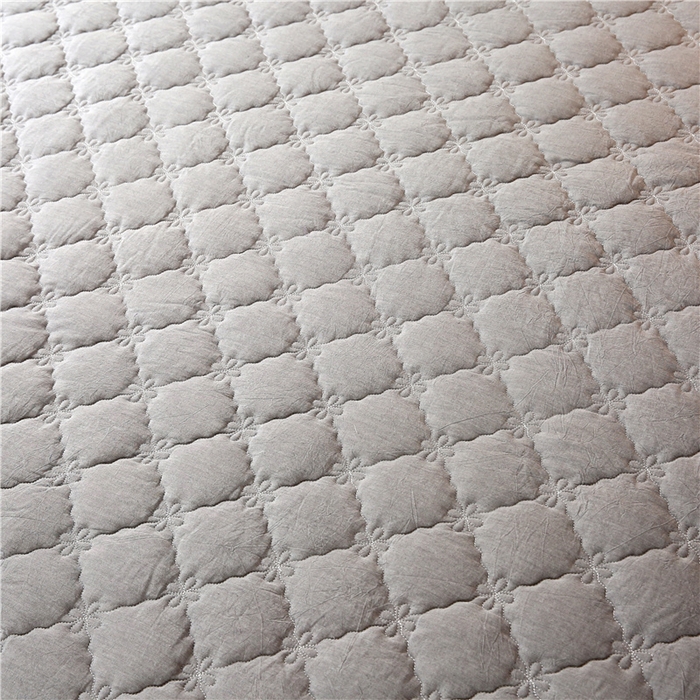 91家纺网 家纺一手货源 找家纺 胜权家纺 2024新款日式全棉色织水洗棉夹棉床笠 深烟灰