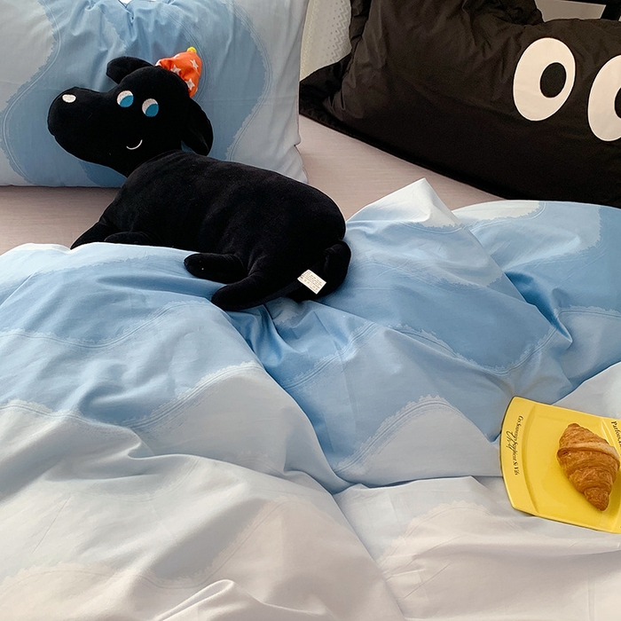 91家纺网 家纺一手货源 找家纺 桃子家居 2023新款ins北欧时尚简约卡通纯棉四件套系列 棉-蓝色渐变