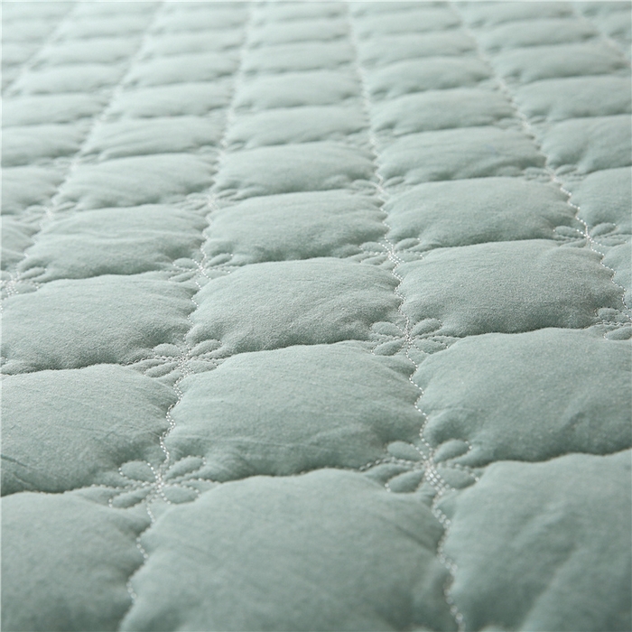 91家纺网 家纺一手货源 找家纺 胜权家纺 2024新款日式全棉色织水洗棉夹棉床笠 兰绿