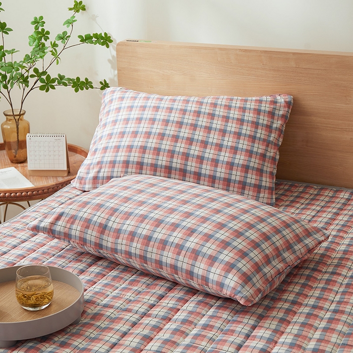 91家纺网 家纺一手货源 找家纺 胜权家纺 2024新款亲肤夹棉格子防水床笠 贝拉 玉