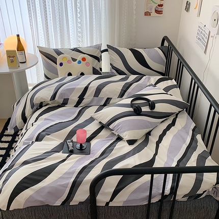 桃子家居 2023新款ins北欧时尚简约卡通纯棉四件套系列 棉-杰克黑