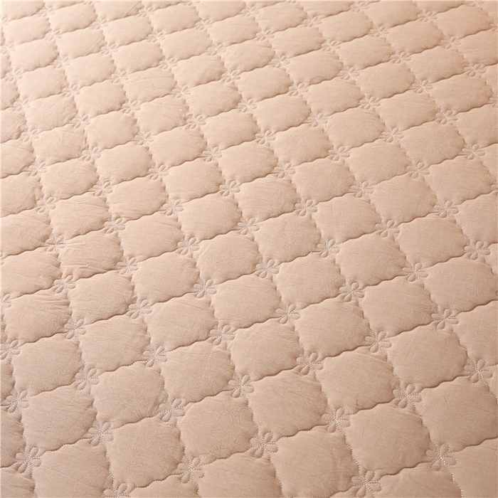 91家纺网 家纺一手货源 找家纺 胜权家纺 2024新款日式全棉色织水洗棉夹棉床笠 浅咖