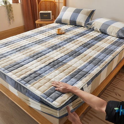 91家纺网 家纺一手货源 找家纺 （总）胜权家纺 2024新款亲肤夹棉格子防水床笠