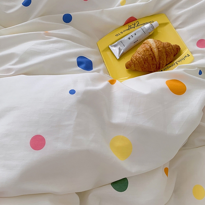 91家纺网 家纺一手货源 找家纺 桃子家居 2023新款ins北欧时尚简约卡通纯棉四件套系列 棉-彩色泡泡