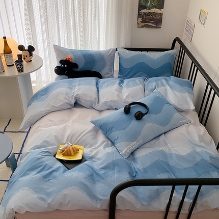 桃子家居 2023新款ins北欧时尚简约卡通纯棉四件套系列 棉-蓝色渐变