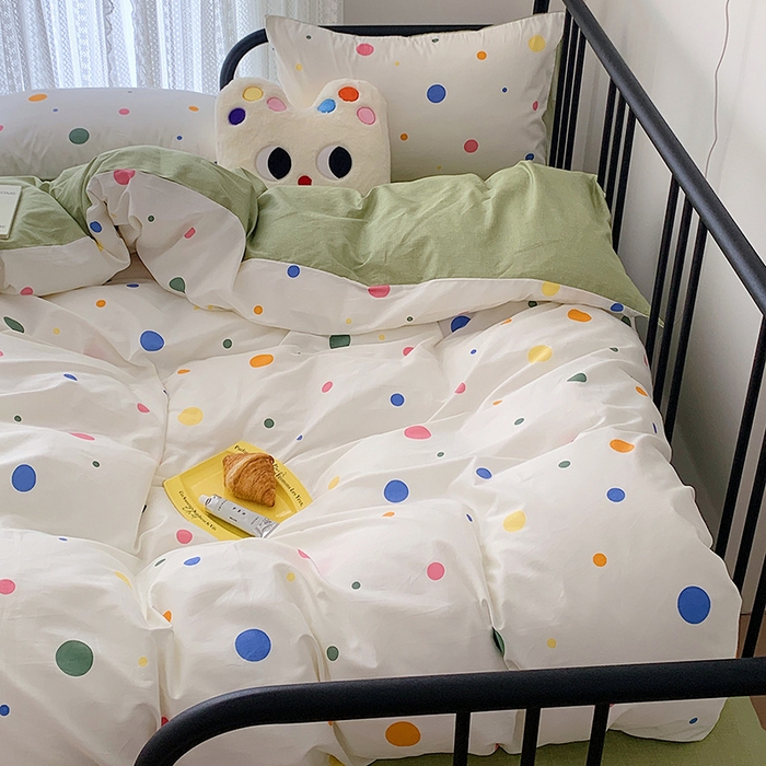 91家纺网 家纺一手货源 找家纺 桃子家居 2023新款ins北欧时尚简约卡通纯棉四件套系列 棉-彩色泡泡