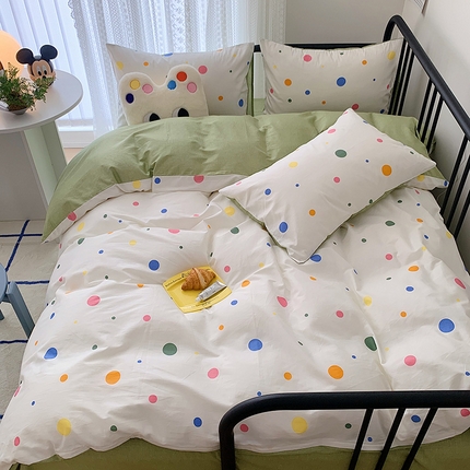 91家纺网 家纺一手货源 找家纺 桃子家居 2023新款ins北欧时尚简约卡通纯棉四件套系列 棉-彩色泡泡
