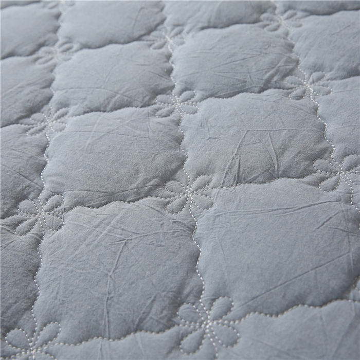 91家纺网 家纺一手货源 找家纺 胜权家纺 2024新款日式全棉色织水洗棉夹棉床笠 浅蓝