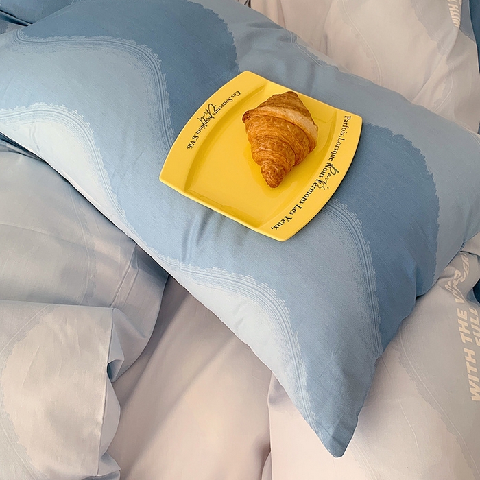 91家纺网 家纺一手货源 找家纺 桃子家居 2023新款ins北欧时尚简约卡通纯棉四件套系列 棉-蓝色渐变