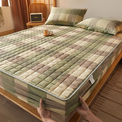 91家纺网 家纺一手货源 找家纺 （总）胜权家纺 2024新款亲肤夹棉格子防水床笠