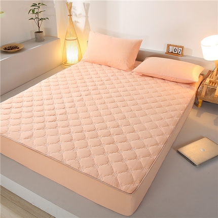 胜权家纺 2024新款日式全棉色织水洗棉夹棉床笠 玉粉