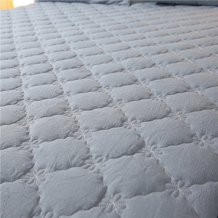 91家纺网 家纺一手货源 找家纺 胜权家纺 2024新款日式全棉色织水洗棉夹棉床笠 浅蓝