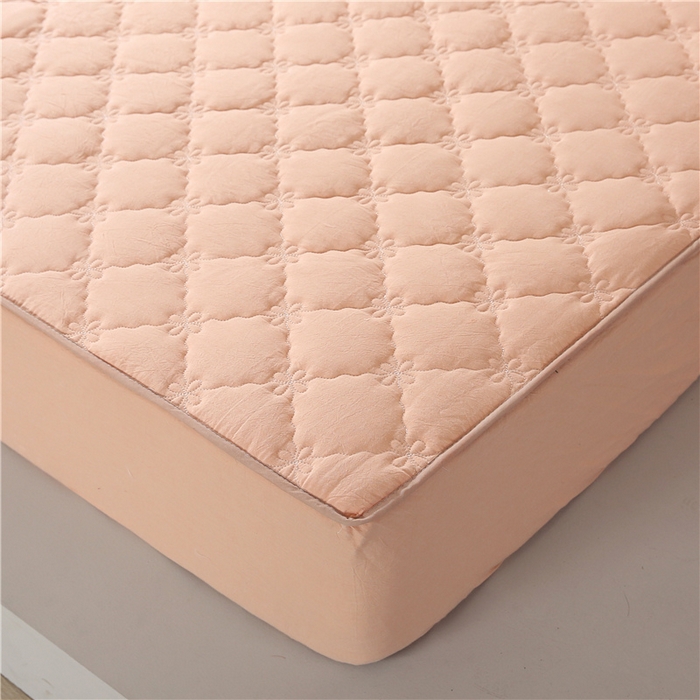 91家纺网 家纺一手货源 找家纺 胜权家纺 2024新款日式全棉色织水洗棉夹棉床笠 玉粉