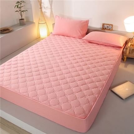 胜权家纺 2024新款日式全棉色织水洗棉夹棉床笠 西瓜红