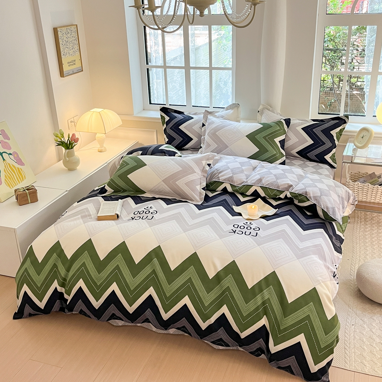 91家纺网 家纺一手货源 找家纺 典雅家纺 爆款新花色印花植物羊绒四件套磨毛四件套学生季派斯特