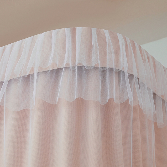 91家纺网 家纺一手货源 找家纺 卓尔居 2025新款浪漫学生宿舍雪尼尔交织工艺蕾丝幔纱U型导轨蚊帐-茜茜公主 茜茜公主-粉