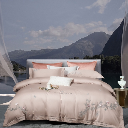 91家纺网 家纺一手货源 找家纺 （总）爱情故事 2025新款100支新疆长绒棉刺绣四件套