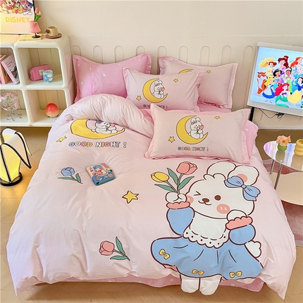 91家纺网 家纺一手货源 找家纺 （总）孩子王家纺 2023新款全棉卡通学生活性印花大版工艺款四件套