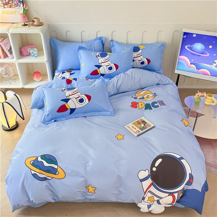 孩子王家纺 2023新款全棉卡通学生活性印花大版工艺款四件套 星际旅途