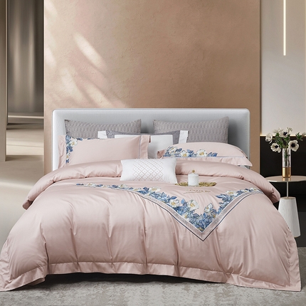 91家纺网 家纺一手货源 找家纺 （总）爱情故事 2025新款100支新疆长绒棉刺绣四件套