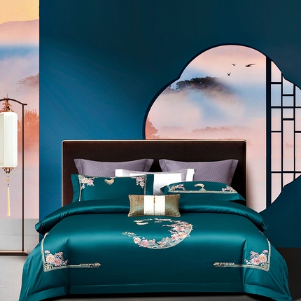 91家纺网 家纺一手货源 找家纺 （总）爱情故事 2025新款100支新疆长绒棉刺绣四件套