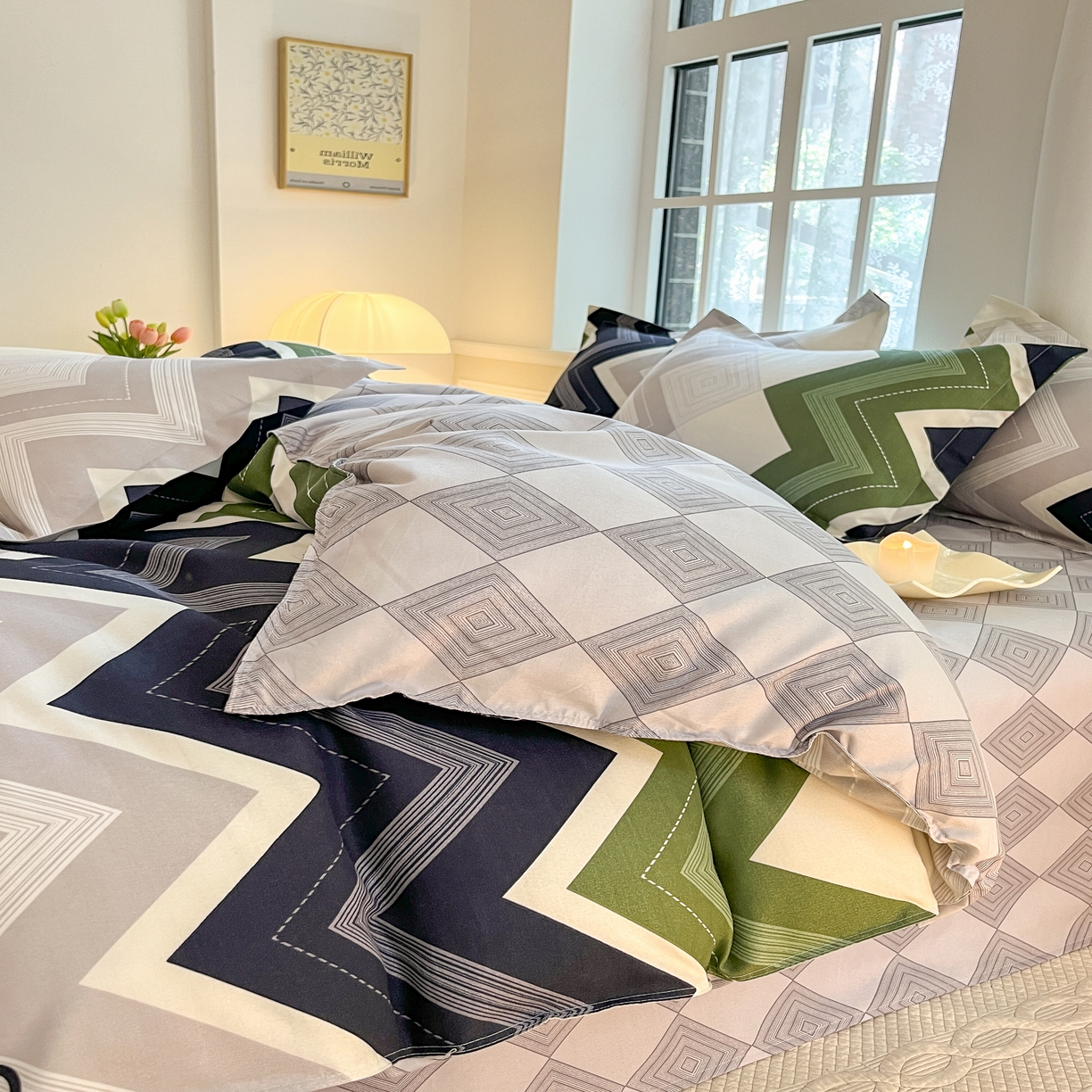 91家纺网 家纺一手货源 找家纺 典雅家纺 爆款新花色印花植物羊绒四件套磨毛四件套学生季派斯特