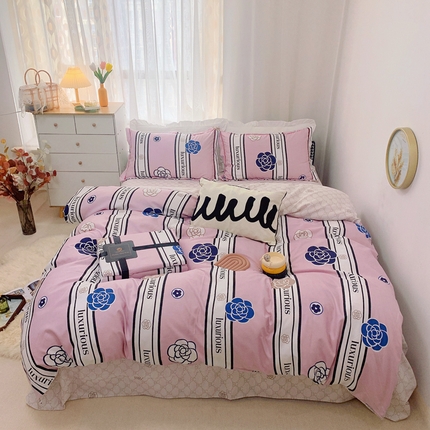 91家纺网 家纺一手货源 找家纺 （总）庭笙 2024秋冬新匹马棉臻品磨毛 丝带款印花四件套