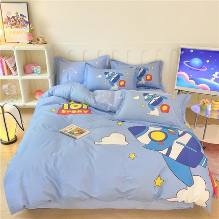 孩子王家纺 2023新款全棉卡通学生活性印花大版工艺款四件套 快乐火箭