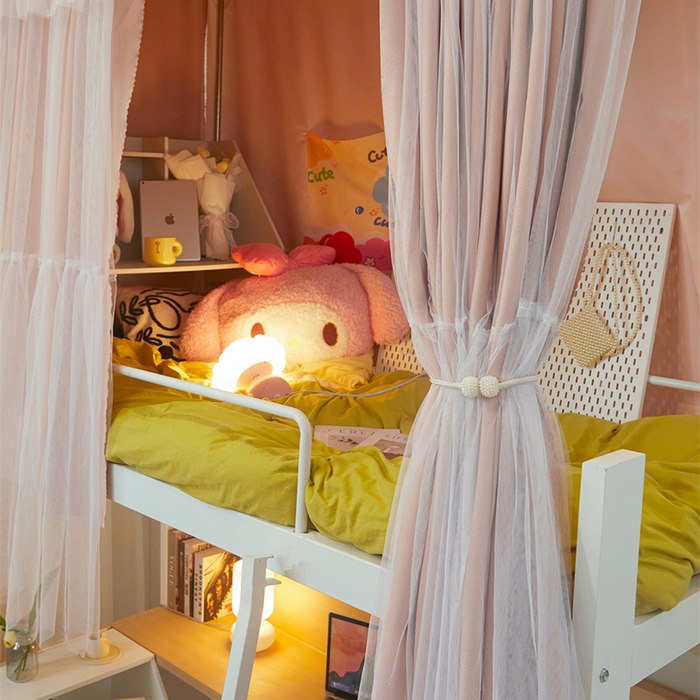 91家纺网 家纺一手货源 找家纺 卓尔居 2025新款浪漫学生宿舍雪尼尔交织工艺蕾丝幔纱U型导轨蚊帐-茜茜公主 茜茜公主-粉