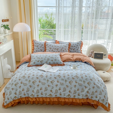 91家纺网 家纺一手货源 找家纺 （总）艺慕 2025款双层蕾丝大花边床盖