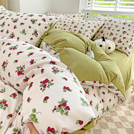 91家纺网 家纺一手货源 找家纺 总优选良品2025直播爆款新款超柔提花有氧小竺棉双层纱三件套四件套