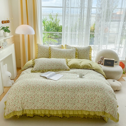 91家纺网 家纺一手货源 找家纺 （总）艺慕 2025款双层蕾丝大花边床盖