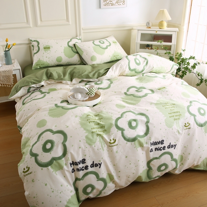 91家纺网 家纺一手货源 找家纺 权瑾家纺 全棉13372印花四件套小清新少女风直播爆款 婉茹