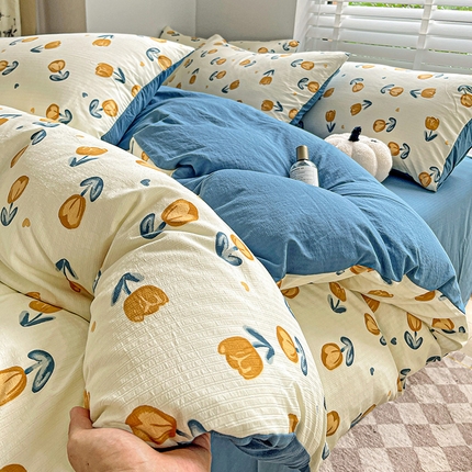 91家纺网 家纺一手货源 找家纺 总优选良品2025直播爆款新款超柔提花有氧小竺棉双层纱三件套四件套