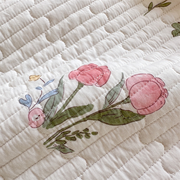 91家纺网 家纺一手货源 找家纺 美优兰 2023新款双面全棉水洗床盖 郁金香