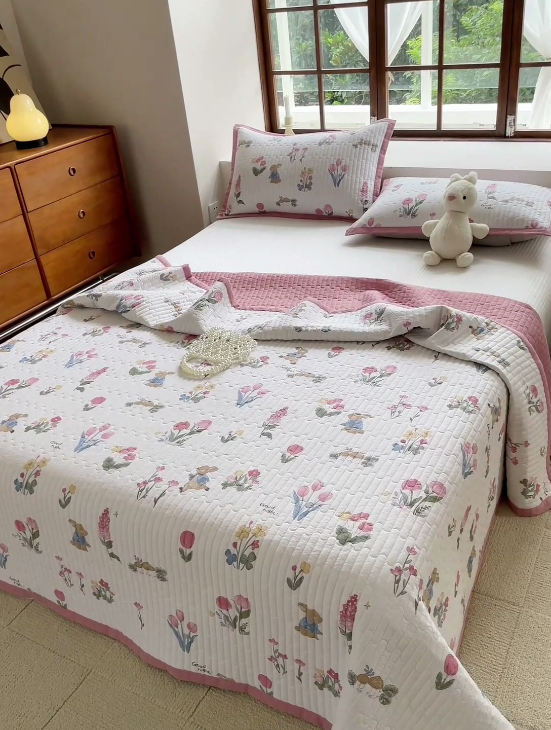 91家纺网 家纺一手货源 找家纺 美优兰 2023新款双面全棉水洗床盖 郁金香